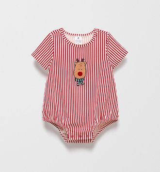 Organic cotton Christmas reindeer print bodysuit