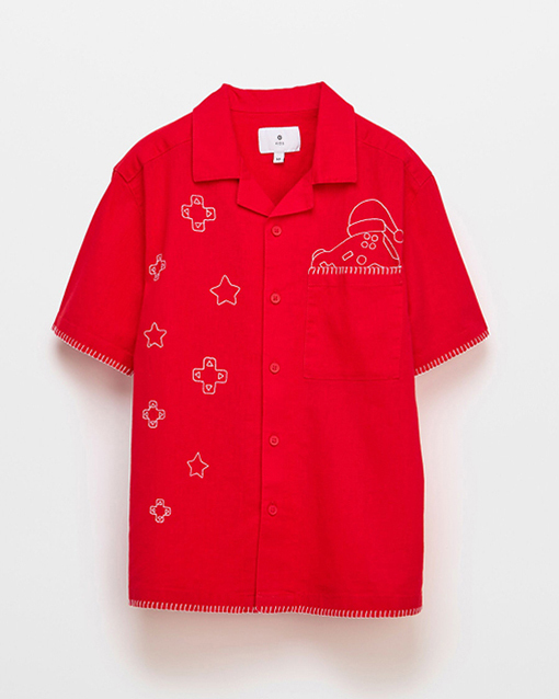 Cotton linen blend Christmas shirt. Sizes 7-16