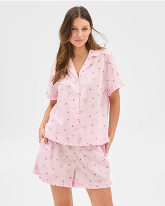 Womens woven frill PJ set