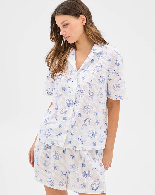 Seersucker print short PJ set