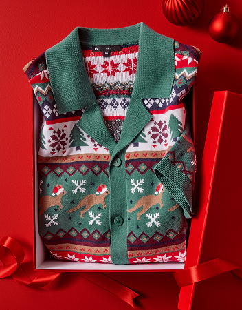 Australian Cotton Christmas Fair Isle Knit Shirt