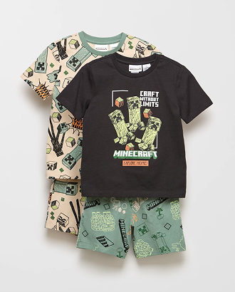 Minecraft Australian Cotton 2 pack PJ set. Sizes 4-8