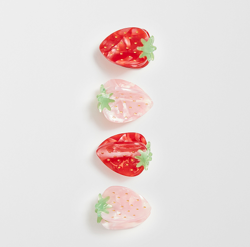 Kids 4 Pack Mini Strawberry Claw Clips