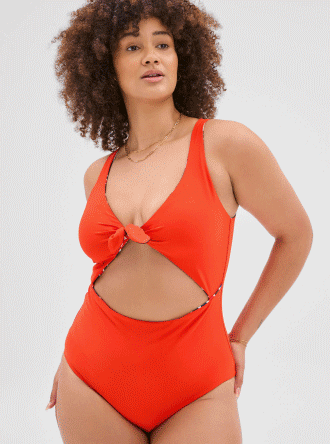 Resort reversible twist front one piece bathers