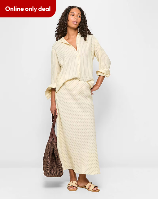 European linen midi skirt