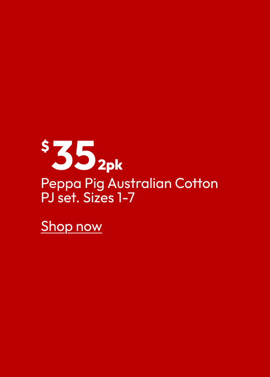 Peppa Pig Australian Cotton PJ set. Sizes 1-7