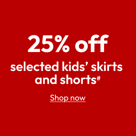 25% off selected kids' shirts and shorts#