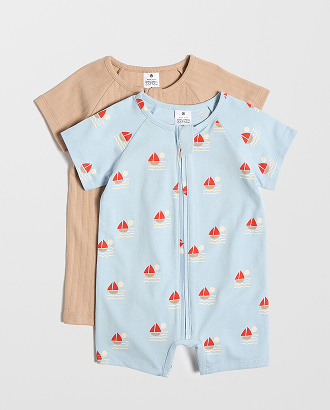 Organic cotton zip romper 2 pack