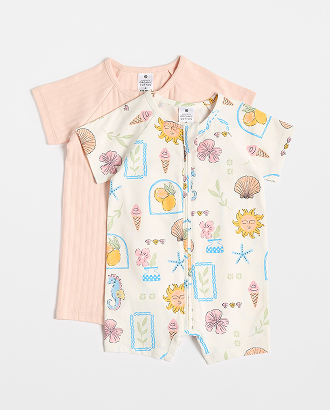 Organic cotton zip romper 2 pack