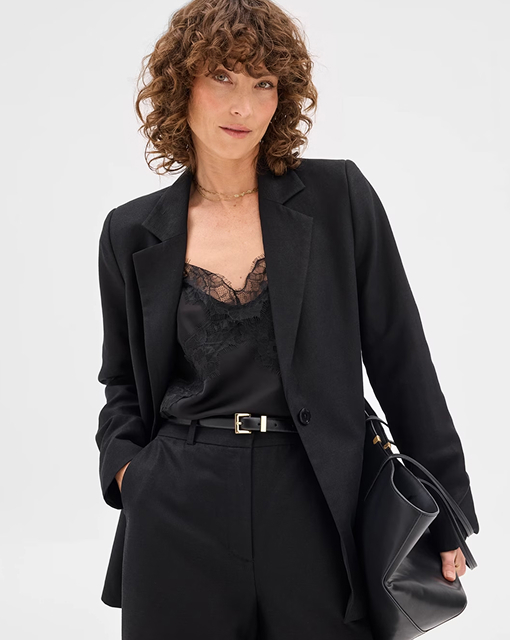 Preview linen blend single breasted blazer