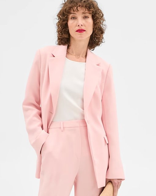 Preview crepe tailered single breasted cinched waist blazer