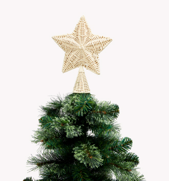 Faux rattan star tree topper