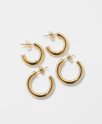 Waterproof 2 pack chunky hoop earrings set