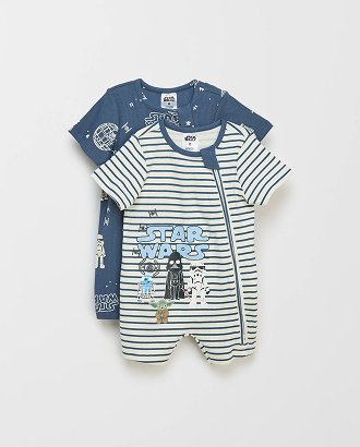 Disney Star Wars zip romper 2 pack