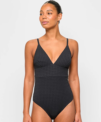 V-front textured one piece bathers