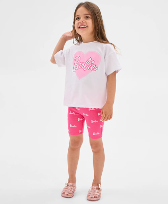 Barbie t-shirt and bike short set. Sizes 1-8