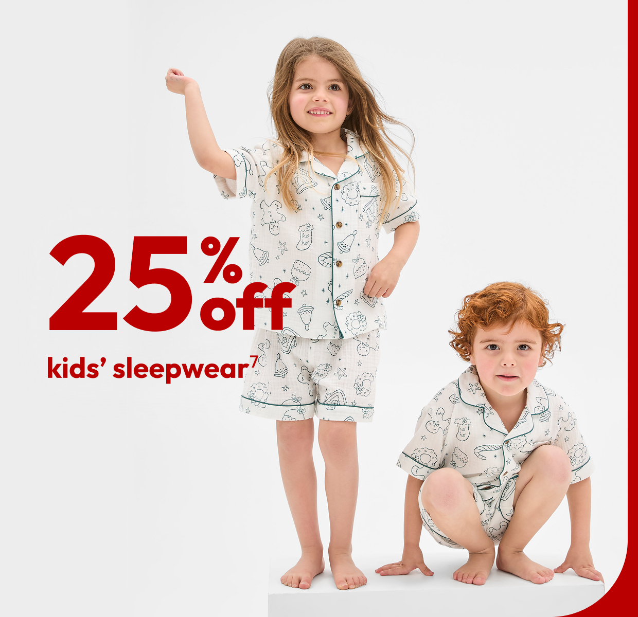 25% off kids’ sleepwear