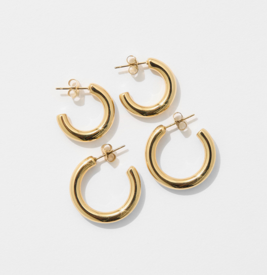 Waterproof 2 pack gold chunky hoop earrings set