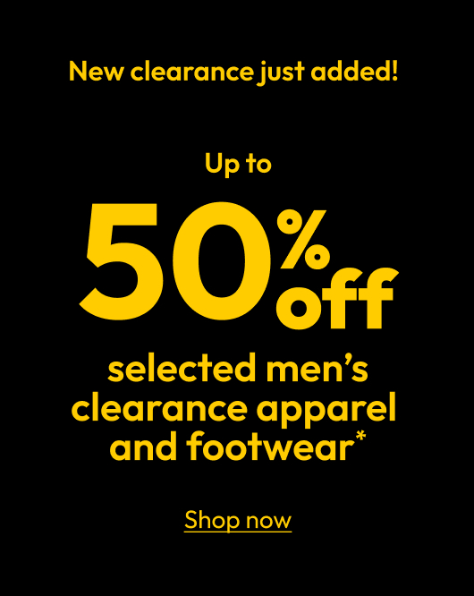 50% off selected men’s clearance apparel and footwear