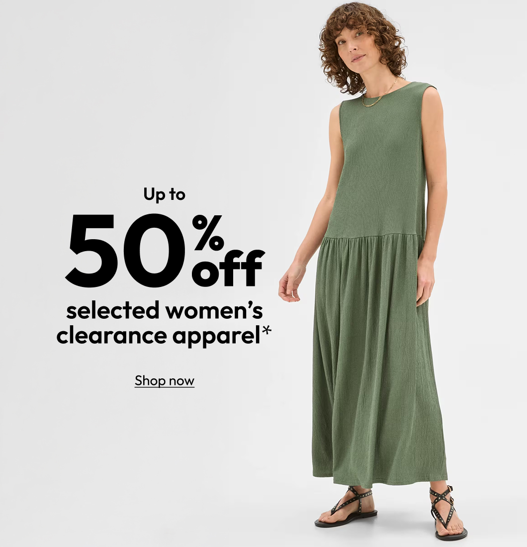 50% off selected women’s clearance apparel