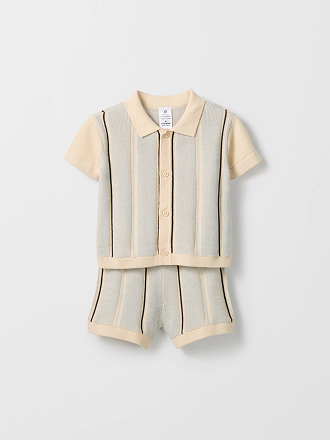 Organic Cotton knit shirt and short set