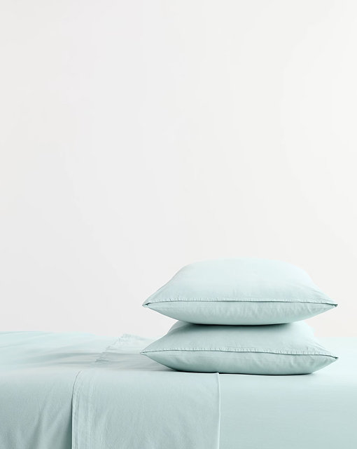 Arlo cotton stonewash sheet set in aqua $80 QB