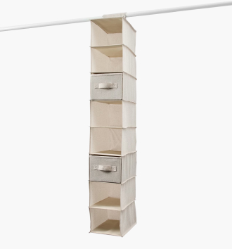 Linen look hanging shelving