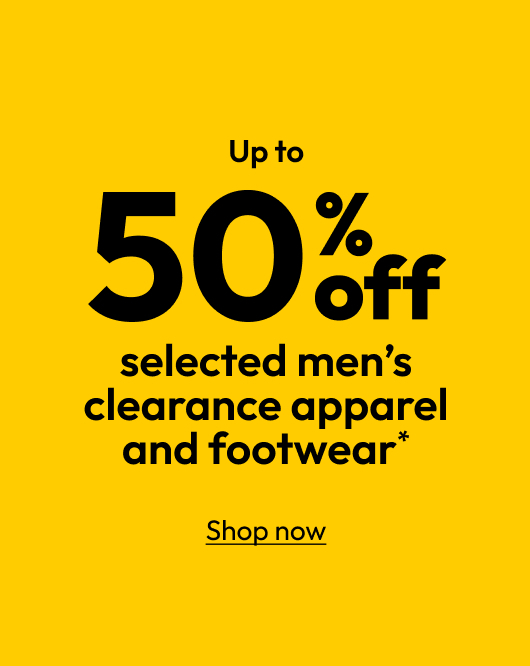 Up to 50% off selected men’s clearance apparel and footwear