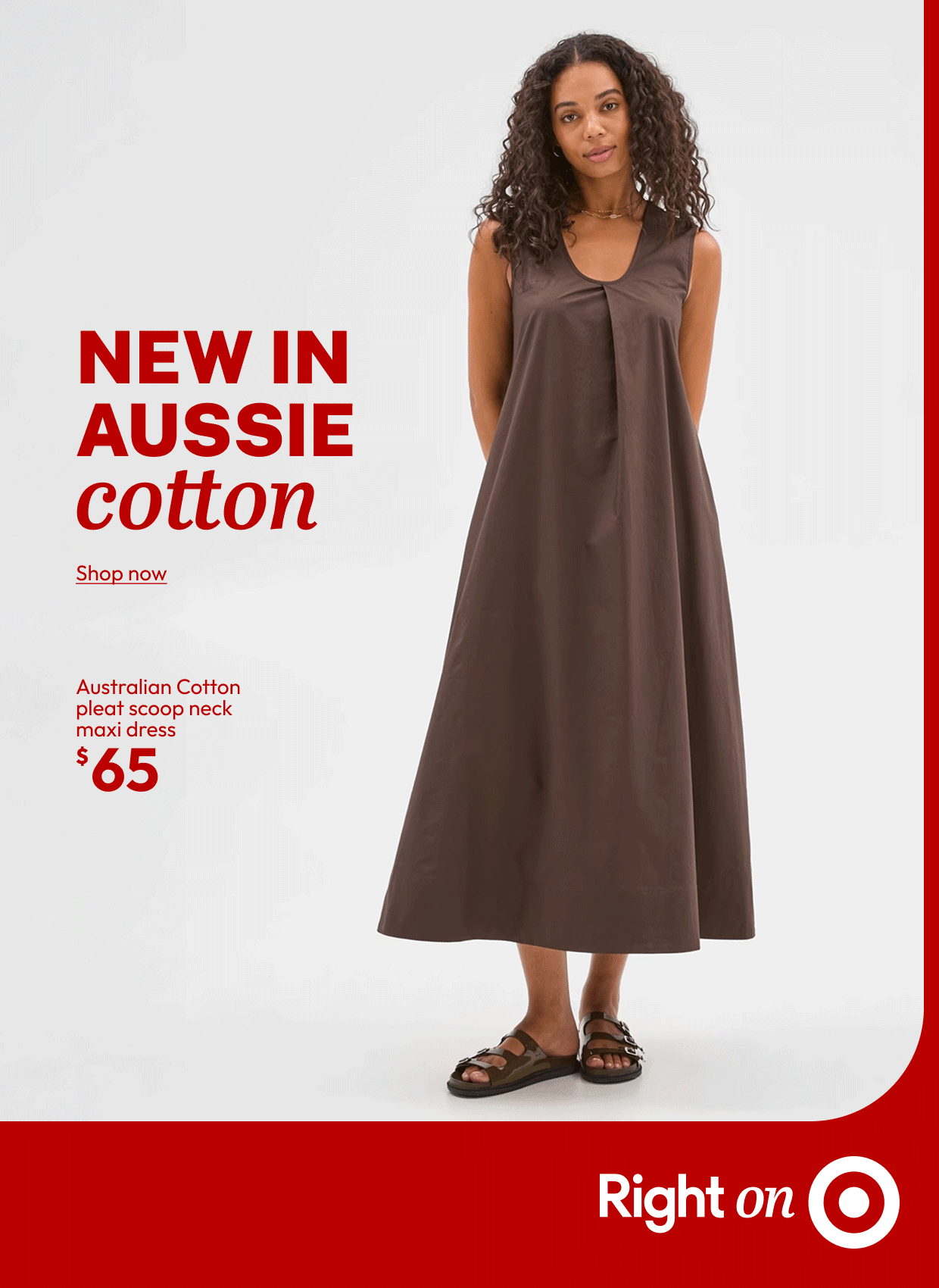 Australian Cotton pleat scoop neck maxi dress