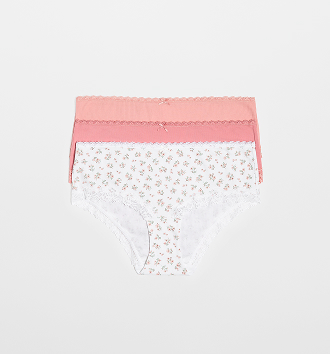 Womens Australian Cotton and lace boyleg briefs 3 pack