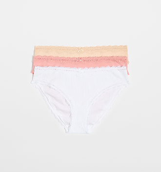 Womens Australian Cotton and lace bikini briefs 3 pack