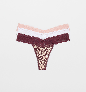 Australian Cotton and lace womens g-string briefs 3 Pack