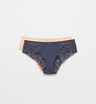 Womens Lara lace trim bikini briefs 2 Pack