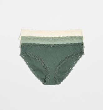 Womens Australian Cotton and lace bikini briefs 3 pack