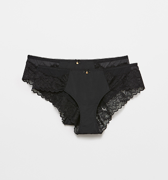 Womens Lara lace trim bikini briefs 2 pack