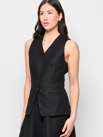 Linen blend longline vest 