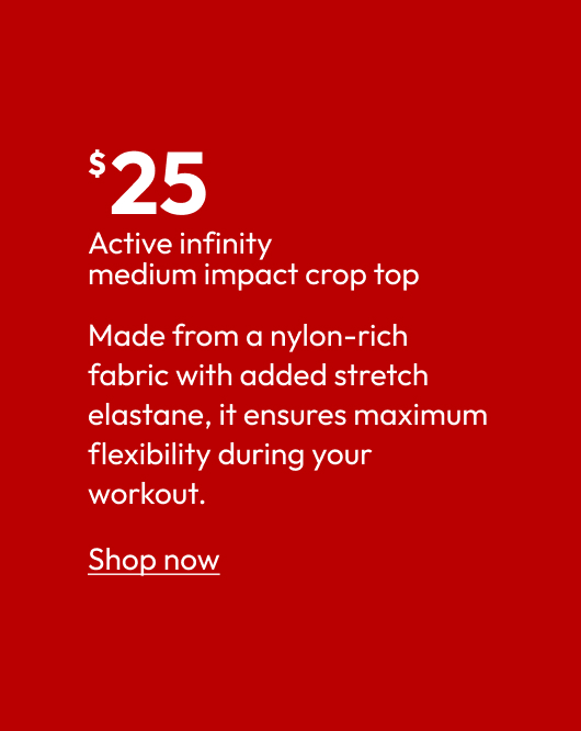 Active infinity medium impact crop top