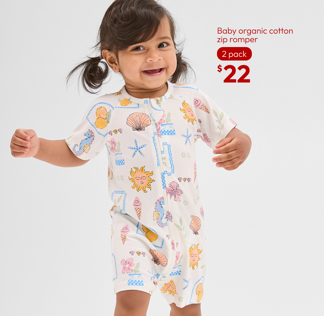 Baby organic cotton zip romper