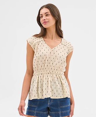 Petites sleeveless dobby blouse