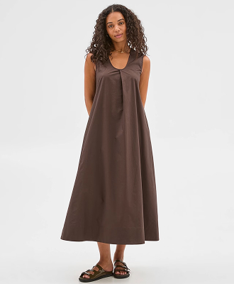 Australian Cotton pleat scoop neck maxi dress