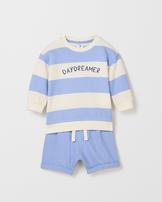Organic Cotton boys crew fleece and short set