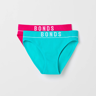 Bonds older girls retro rib bikini briefs 2 pack