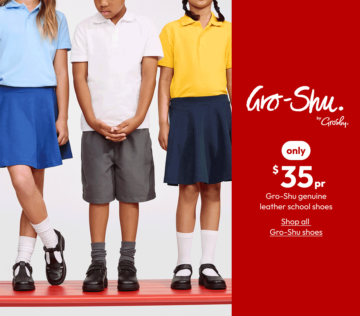 Gro-Shu genuine leather school shoes