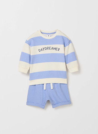 Baby organic cotton fleece top and short set