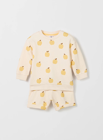 Baby organic cotton fleece top and short set