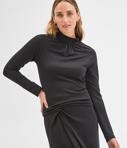 Preview long sleeve high neck drape top