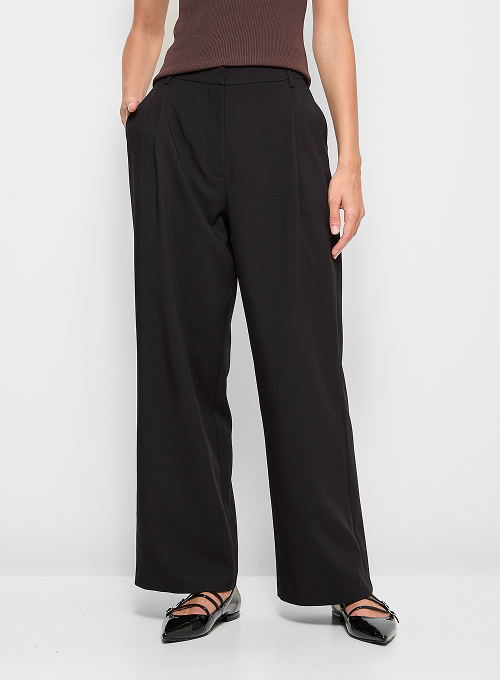 Classic pleat front wide leg pants