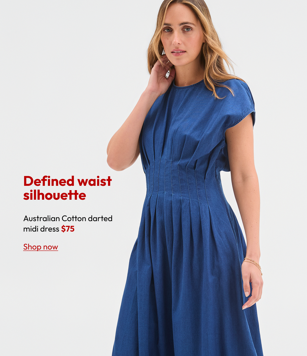 Australian Cotton darted midi dress