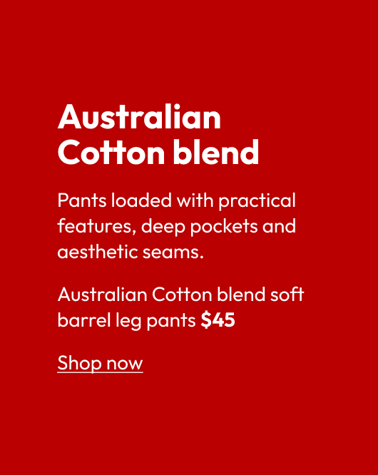 Australian Cotton blend soft barrel leg pants