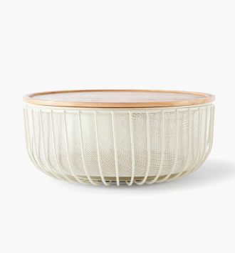 Anko 3 piece metal and wood fruit bowl